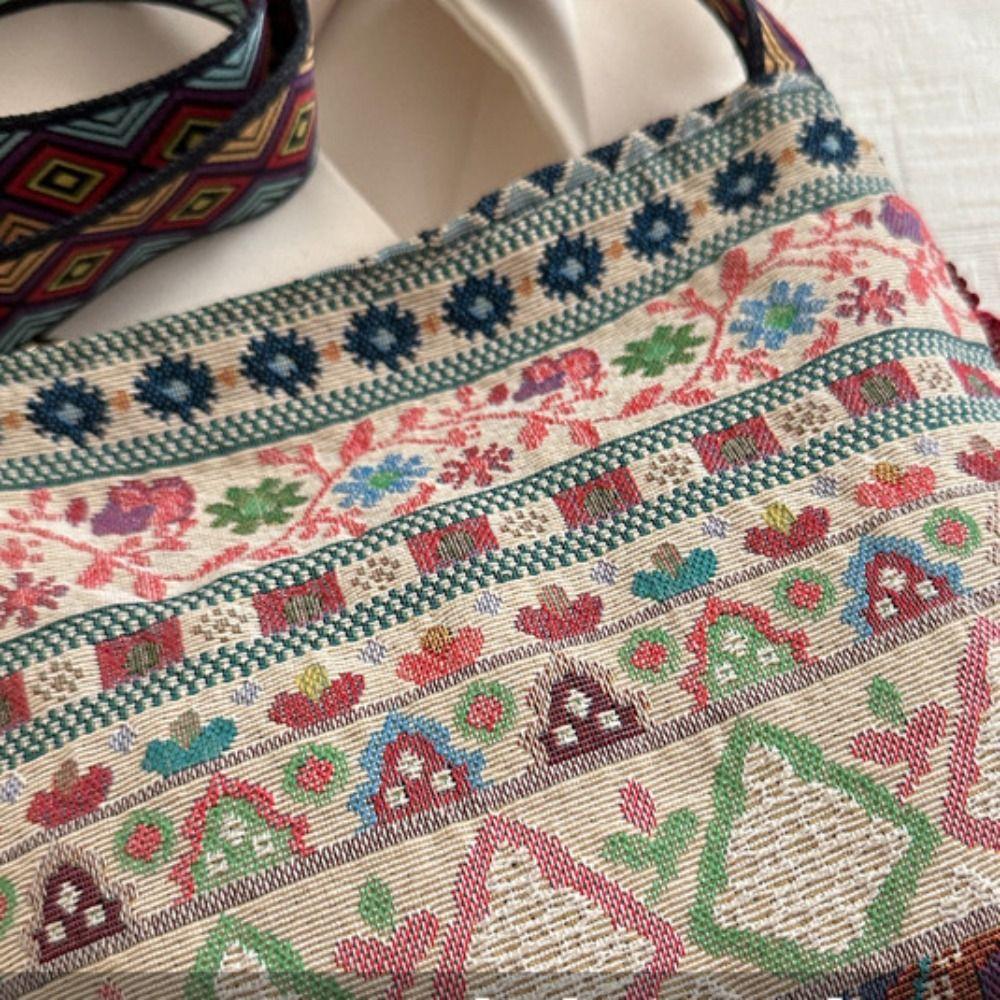 Тканевые сумки кросс-боди в этническом стиле, ретро богемная сумка-мессенджер, портативная сумка на плечо с кисточками, для путешествий