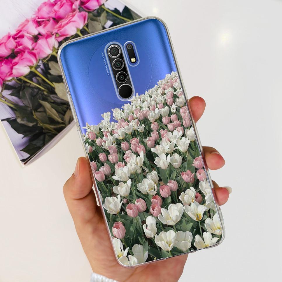 New For Xiaomi Redmi 9 Case Cute Cat Luxury Flower TPU Soft Silicone Clear Cover For Xiaomi Redmi 9 9A 9a 6.53"Bumper Phone Case