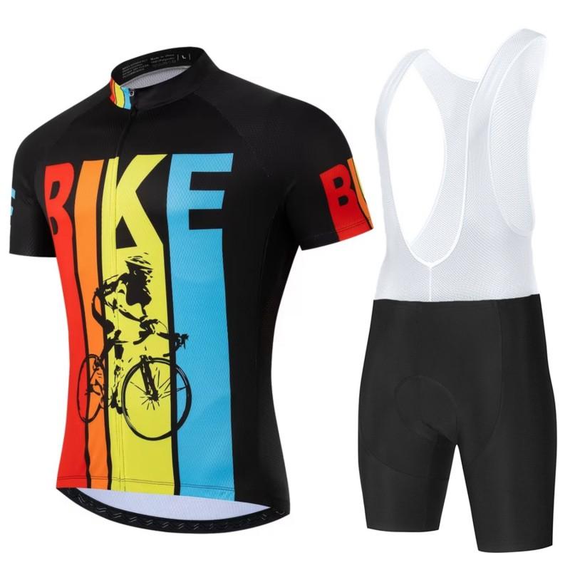Mens Cycling Jersey Bib Shorts Set Quick Dry Breathable Road Mountain Bike Apparel