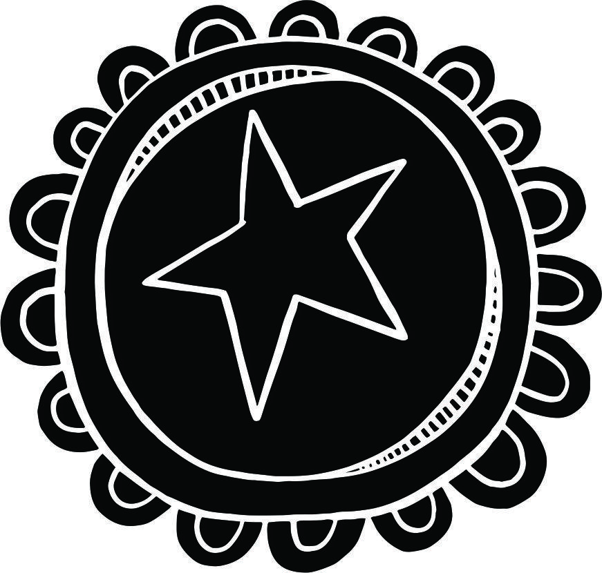 Printtoo Scrap-booking Doodle Star In Circle Design Round Wooden Rubber Stamp-2