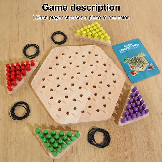 1 набор Треугольные шахматы Настольная игра от 2 до 4 игроков Геометрия Обучение фокусировке Логика Обучение Резиновая лента Треугольник Pegboard Стратегическая игра Игрушка
