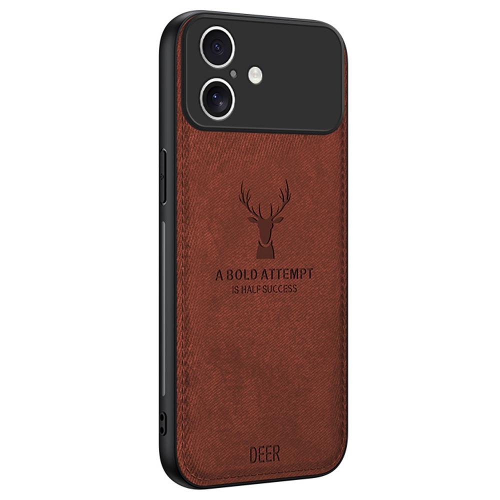 For iPhone 17 Case Deer Pattern Cloth Texture PU + PC + TPU Phone Cover