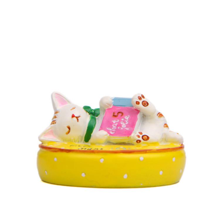 On Lying Cat A Cushion Reading A Book Resin Figurine For Living Decor Room