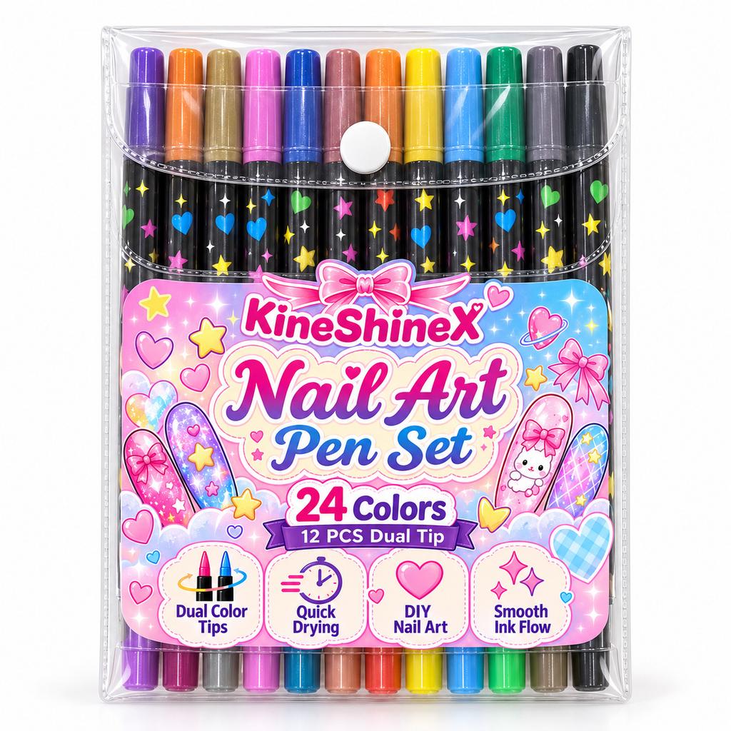Set di Penne per Nail Art a Doppia Punta, 24 Colori Pennarelli per Disegno sulle Unghie ad Asciugatura Rapida per Linee Sottili e Dettagli delle Unghie, Decorazione per Unghie Fai-da-Te per Look Unici