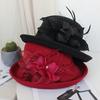 Autumn and Winter Feather Flower Woolen Top Hat Women's British Retro Casual Bucket Hat Mesh Basin Hat