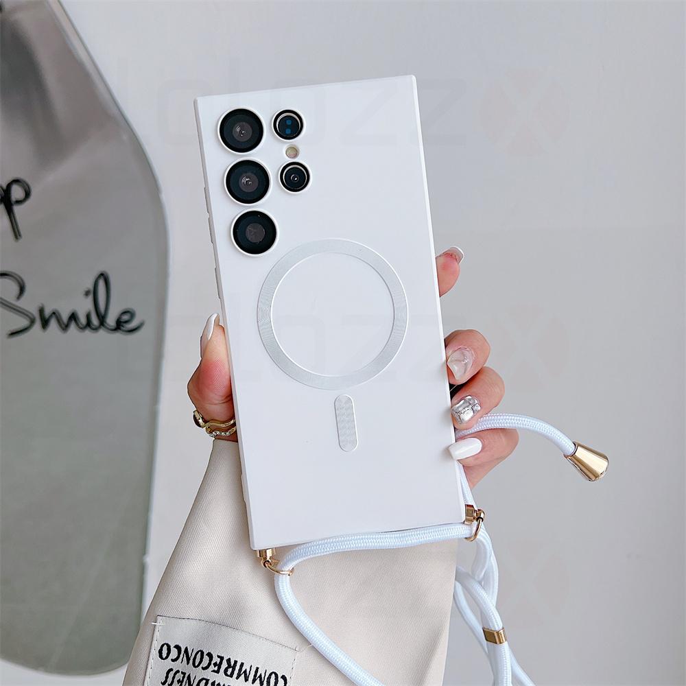 Ожерелье через плечо, ремешки, шнур, мягкий силиконовый чехол для Samsung S24 S23 S22 Utra S21 S20 FE Note 20/iphone 15 14 13 12 11 pro max Magsafe задняя крышка