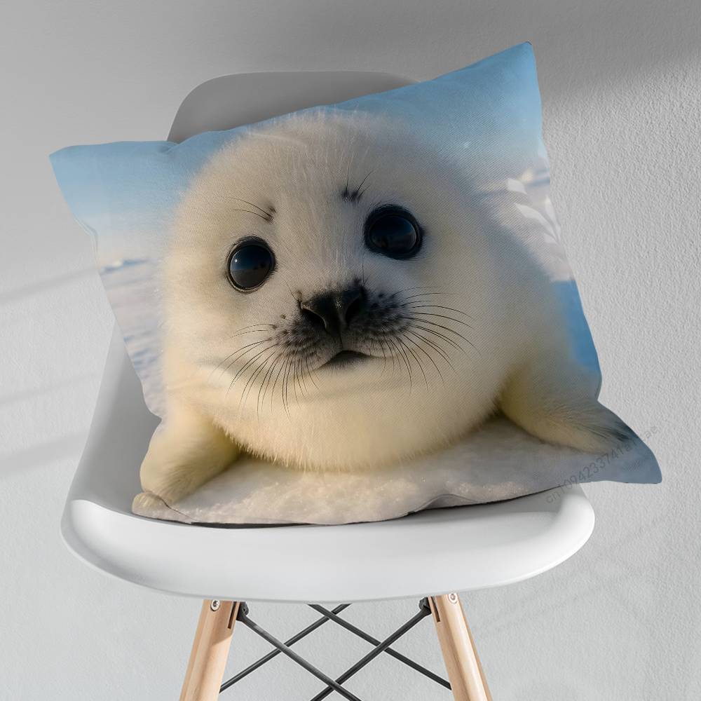 Animal Seal Cute Throw Pillow Case Living Room Sofa Cushion Cover For Home Bedroom Decoration Protector