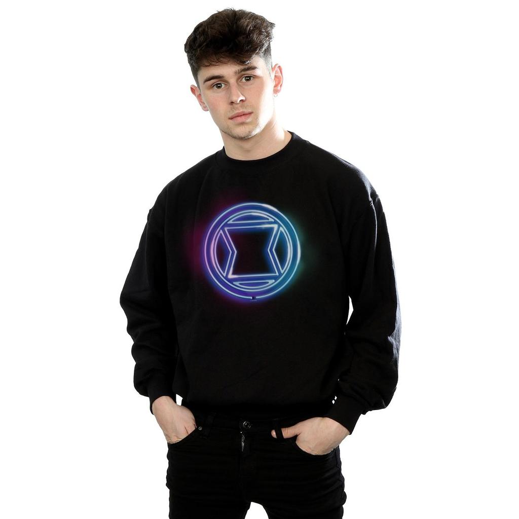 Marvel Mens Black Widow Neon Logo Sweatshirt