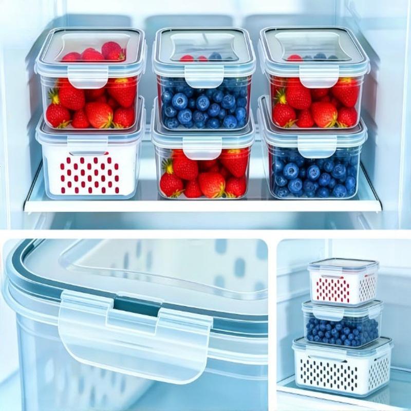 6pcs/set Large Capacity Fruit Storage Containers for Fridge with Removable Colander,Keep Berry Fruit Fresh Longer Gas Tank Doors 4