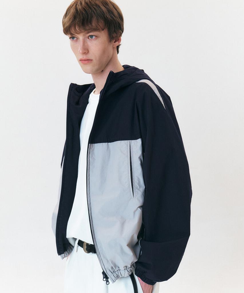 Winder Panel Washed Hoodie Jacket - Navy Gray