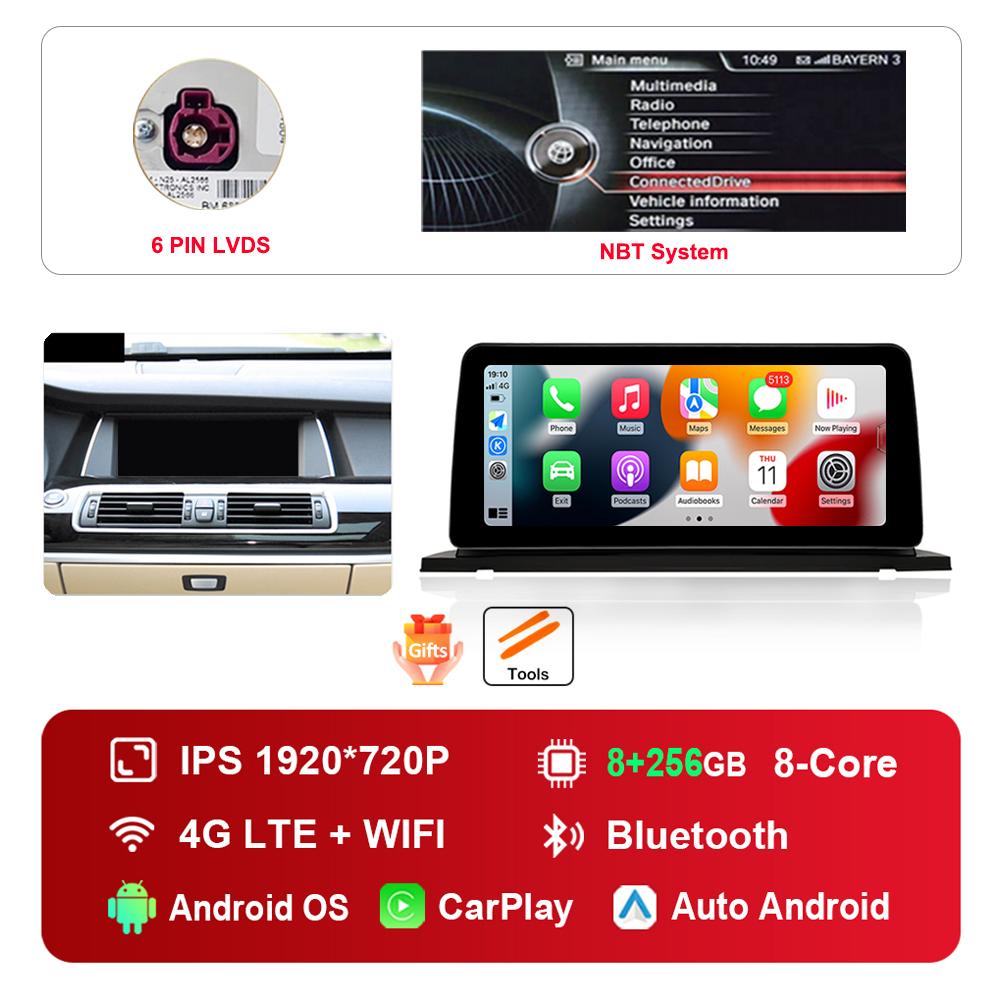 12,3-дюймовый HD сенсорный экран для BMW 5 серии F07 GT 2011 - 2017 система CIC NBT Android автомагнитола мультимедийный плеер DSP стерео GPS