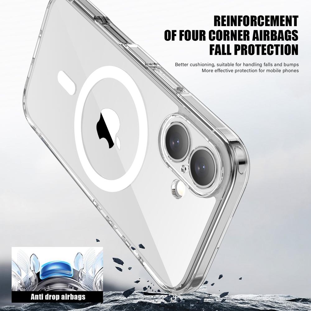 KEYSION Противоударный прозрачный чехол для MagSafe для iPhone 17 2025 HD Прозрачный ТПУ+ПК Магнитная беспроводная зарядка Задняя крышка для телефона