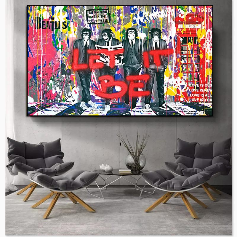 Graffiti Paintings Street Art Animal Monkey Gorilla Canvas Painting Wall Art Poster Prints Home Decoration Picture For Bedroom