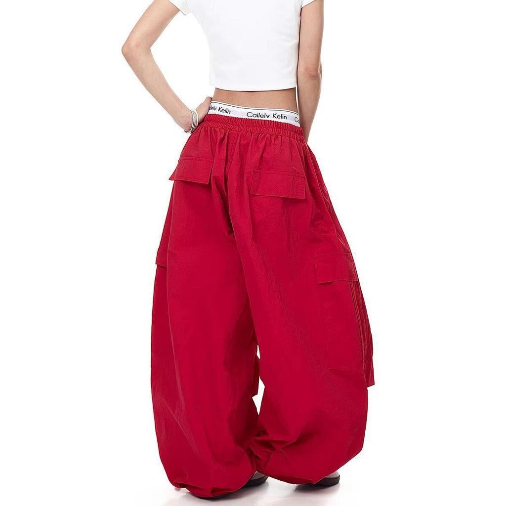 Women's Retro Workwear Ankle-Tie Wide Leg Pants - Spring/Autumn Casual Trousers