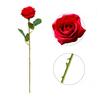 Artificial Rose Flower with Green Leaves Realistic Fake Silk Flower Branch Home Office Wedding Party Faux Bloom Decoration Table Centerpiece