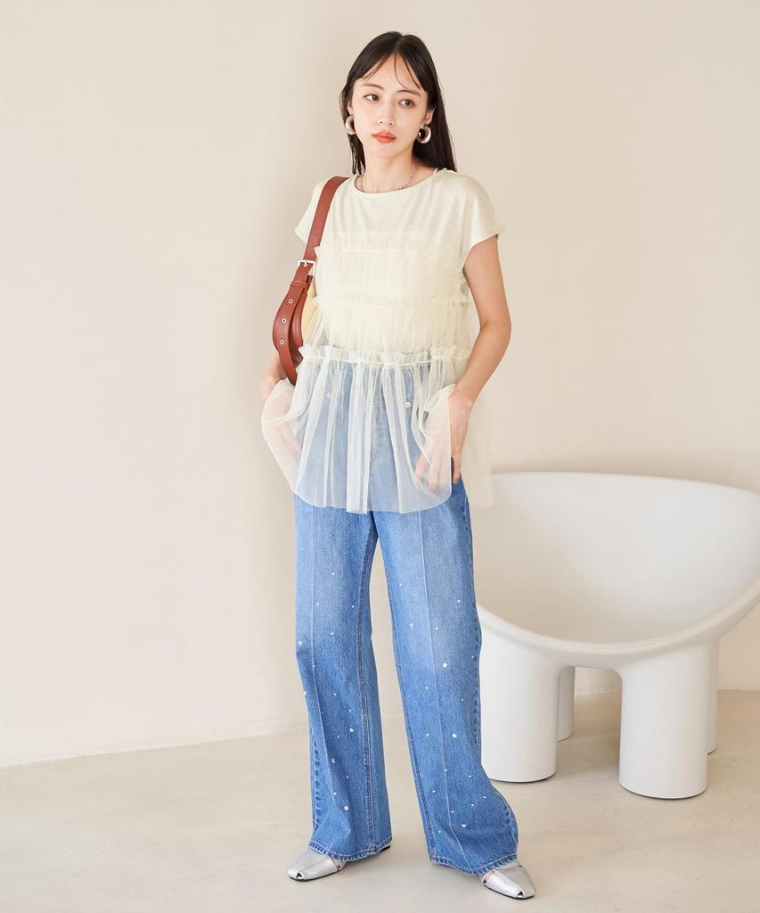 Топ из тюля комбинированный с ламе желтый размер F женский пуловер, BVM14200, (80),