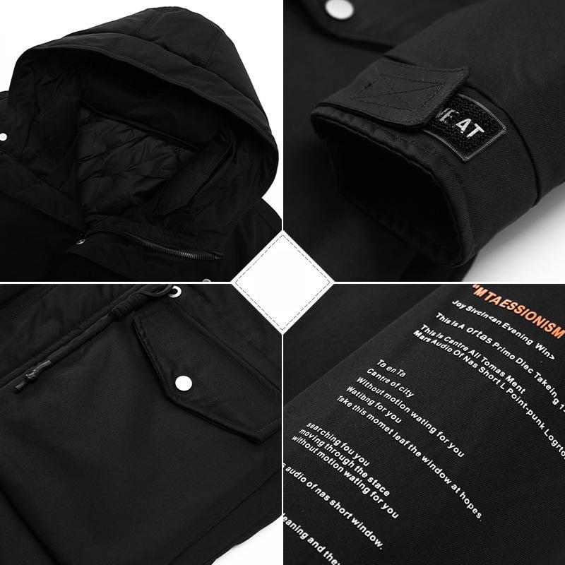 Outdoor Winter New Men's Down Jacket Korean Style Hooded Mid-length White Duck Down Trendy Couple Versatile Coat Work Wear