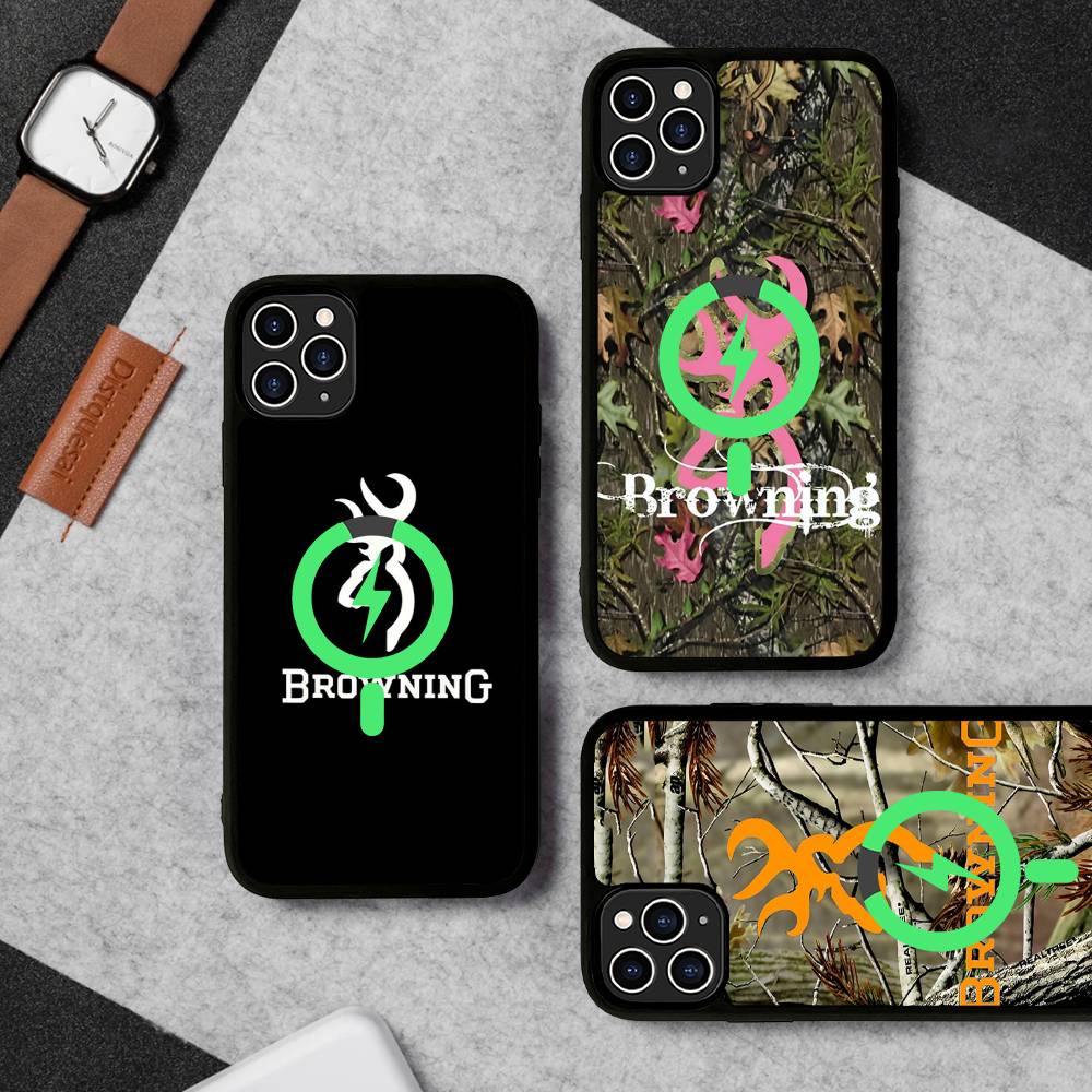 B-Browning Logo Phone Case For IPhone 13 14 15 11 12 16 17 Pro Max Plus Magsafe Magnetic Shell