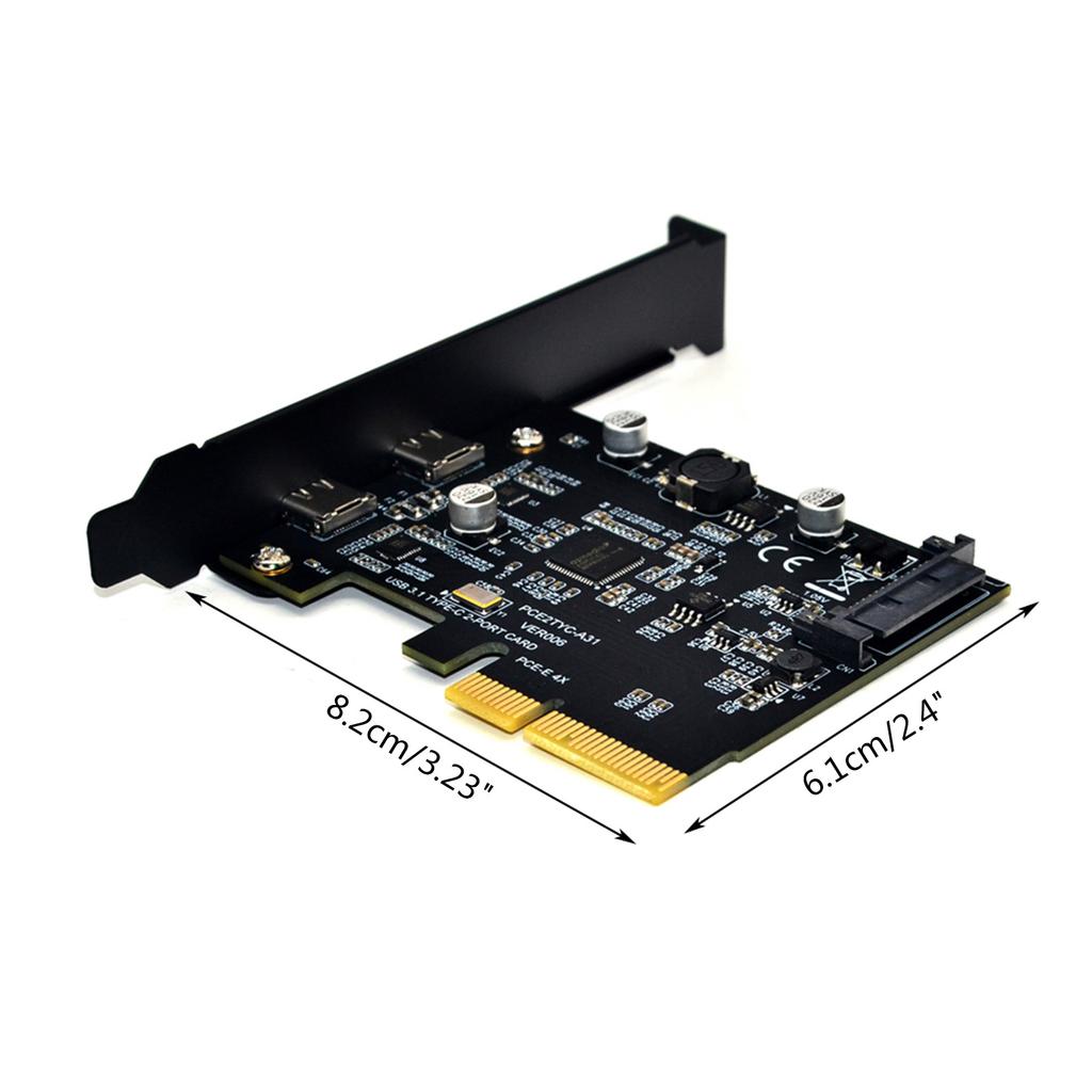 Карта расширения PCI-E 4X на 2 порта USB 3.1 Gen2 Type-C 10 Гбит/с для настольного ПК
