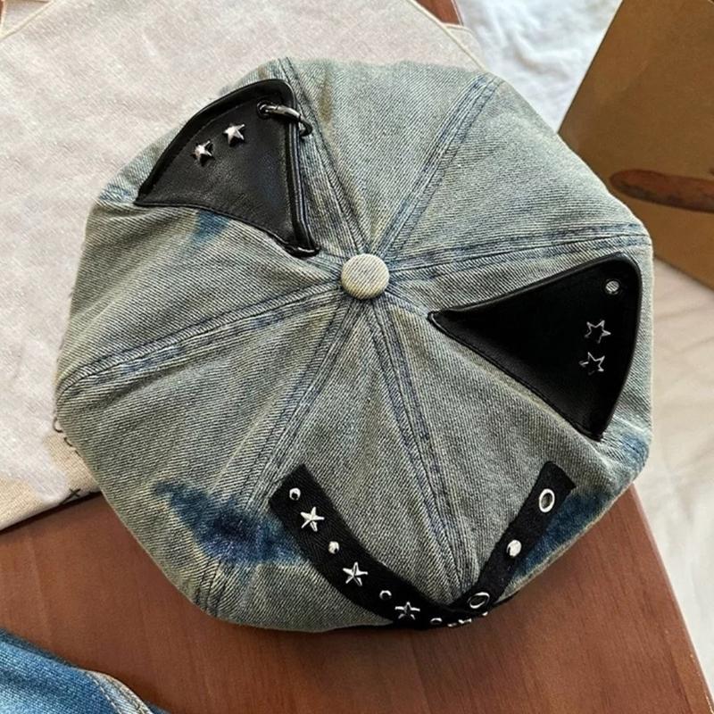 Берет с кошачьими ушками с шипами, хлопковая регулируемая шляпа, костюмы, винтажный унисекс головной убор для косплея, повседневного наряда