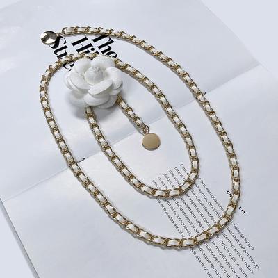Цветочная коровья кожа, инкрустированная металлом, тонкая поясная цепочка для женской талии, облегающая, для платья, свитера, женская цепочка