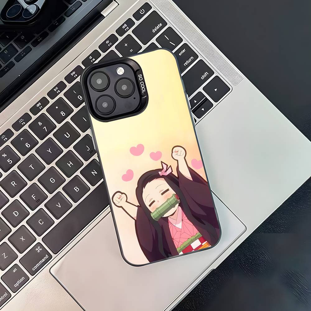 D-Demon N-Nezuko Slayer Phone Case For iPhone 16,15,14,13,12,11,Pro,XS,Max,Plus,Mini,SE4,E Black Matte Shockproof Cover