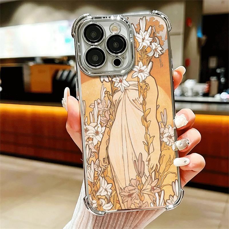 Винтажный Альфонс Муха Весна Мягкий Чехол Для Телефона Для iPhone 15 16 17 Air 14 Pro Max 16E Plus 13 12 Mini Покрытие Защита От Падения Fundas