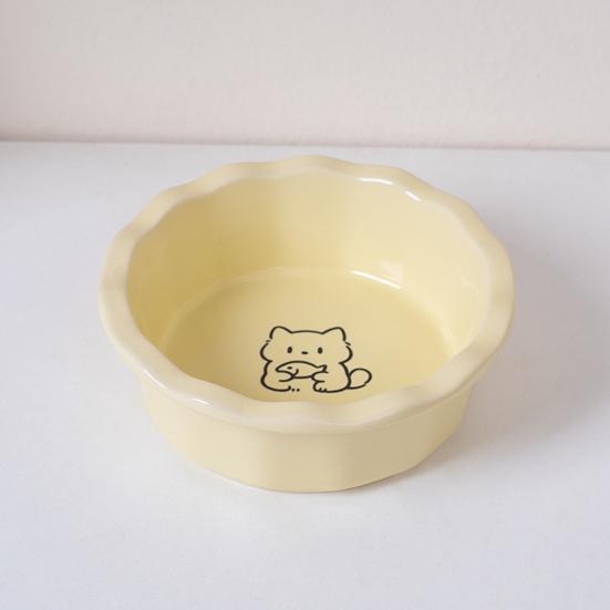 Ceramic Cat Bowl, Round Cat Food Bowl, Easy to Clean, Non-Slip Weighted Food Bowl for Cats And Small Dogs
