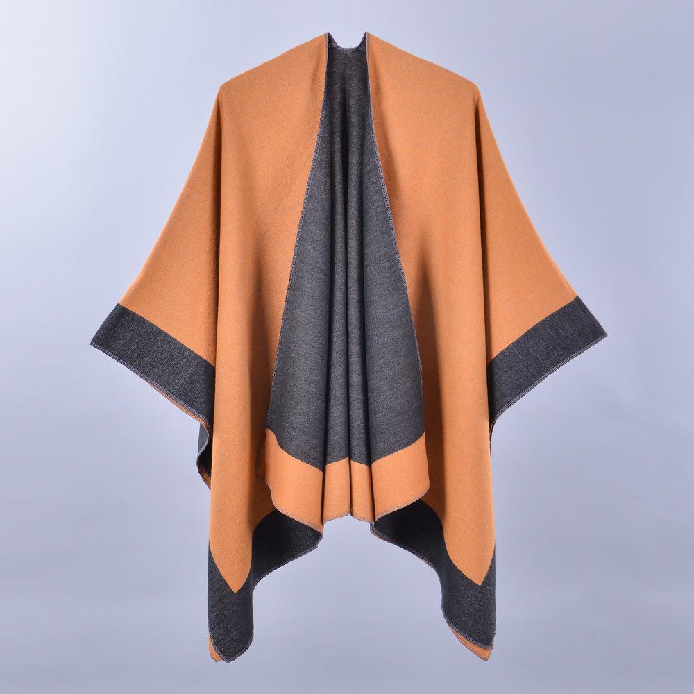Women's Versatile Solid Color Spring Scarf Shawl - Imitation Cashmere Poncho for All Seasons