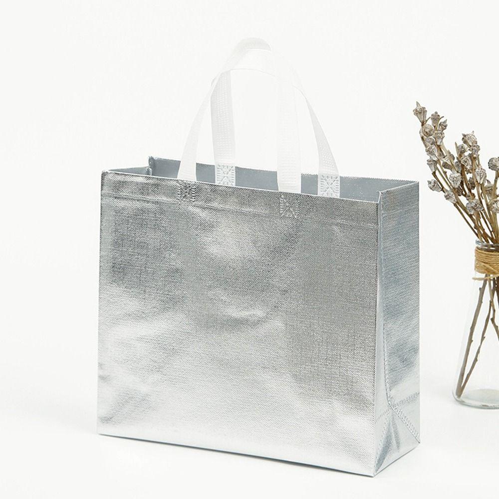 Reusable Non-woven Fabric Shopping Bag Solid Color Shopping Pouch Birthday Party