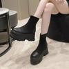 Fashion Fashion High Quality Womens Shoes Heels Wedge Suede Elasticated 10CM Platform Ankle Boots Casual Shoes With Zipper Black Spring
