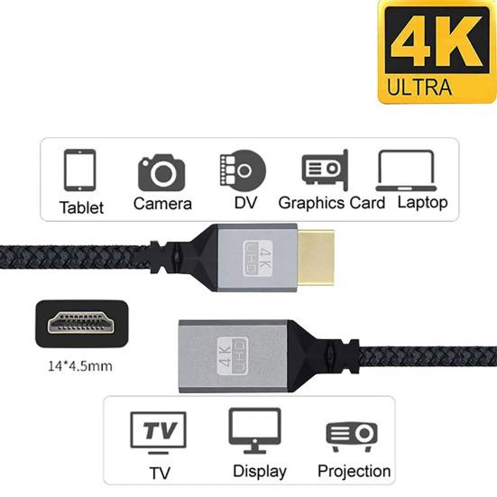 Кабель Папа-Мама 4K Металлический Адаптер, совместимый с HDMI Ноутбук ТВ Передача Аудио-Видео
