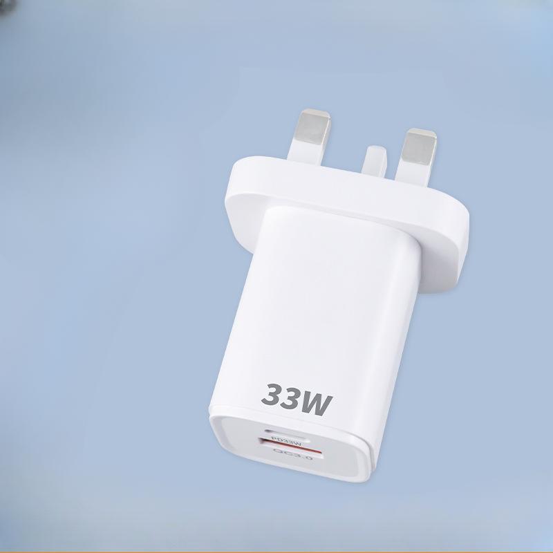 Новое зарядное устройство Mini 33W для мобильного телефона GaN, сертифицированное в разных странах, адаптер для быстрой зарядки по британскому стандарту