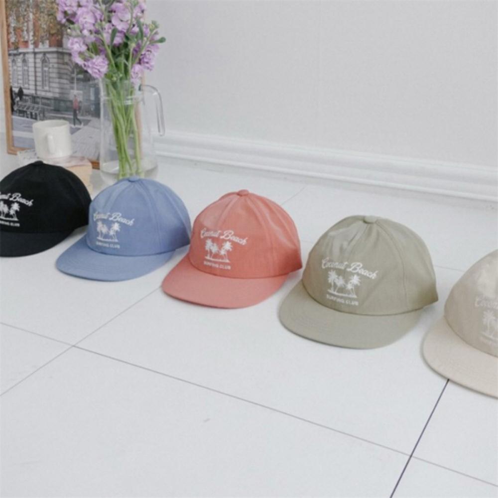 New Arrivals Open Run Unisex Palm Tree Pattern Flat Brim Lettering Cap