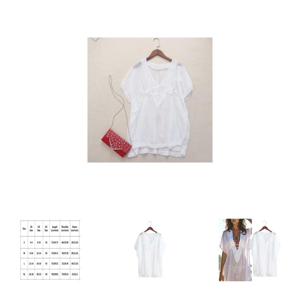 Elegant And Stylish Fashion Women Chiffon Bikini Cover Up Perspective V-neck Swimsuit Beach Dress