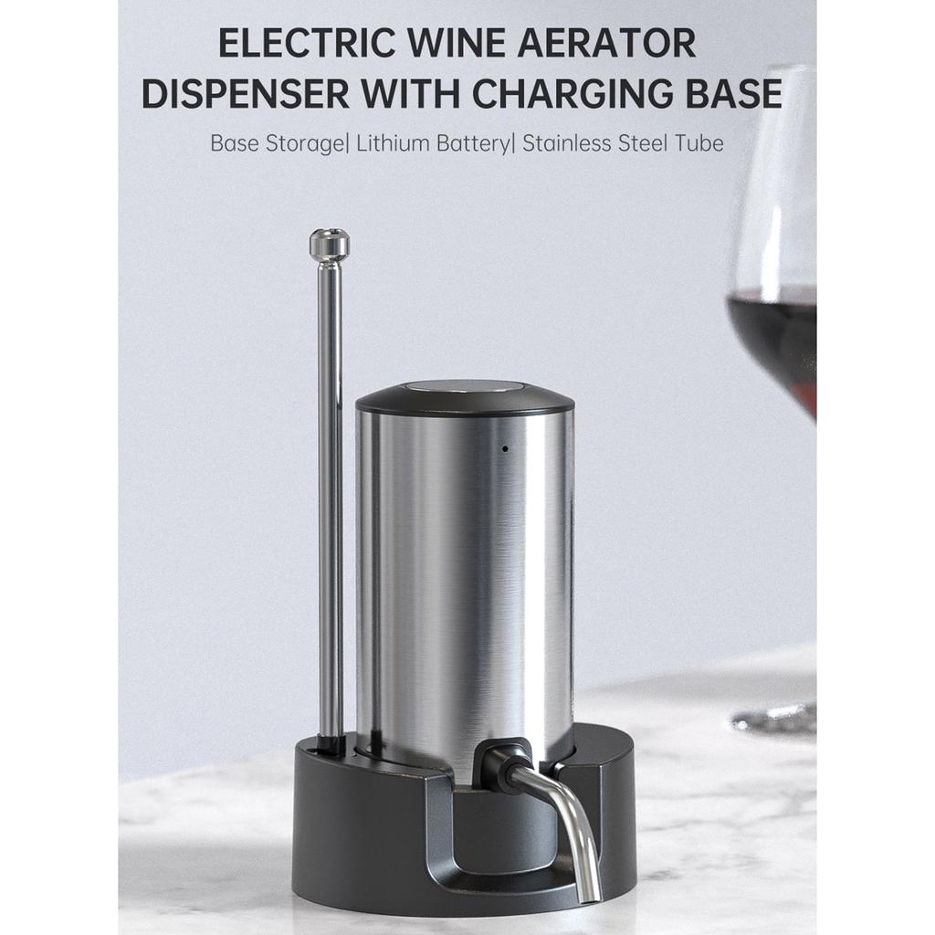 Stainless Steel Electric Wine Dispenser Automatic Rechargeable Aerator and Pourer Pump Wine Tasting Accessories