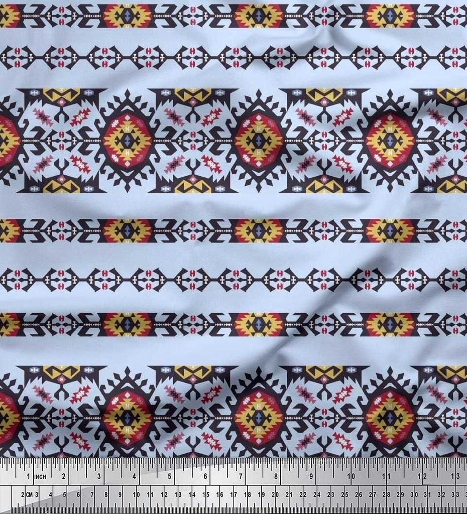 Soimoi Японская креп-сатиновая ткань Ацтекская юго-западная печатная ткань 1 метр 42 дюйма