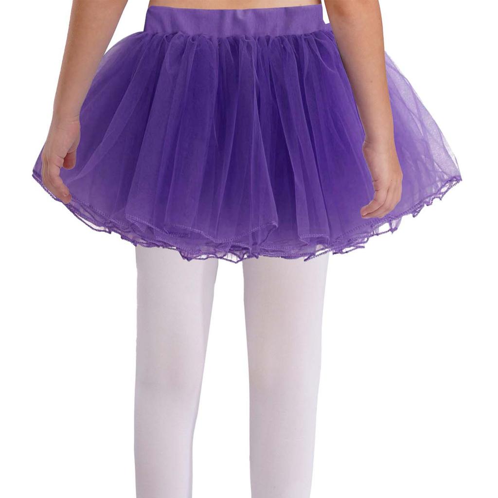 Girls Dance Clothing Elastic Waistband Tutu Mesh Skirt Solid Color Four Layer Dance Skirt