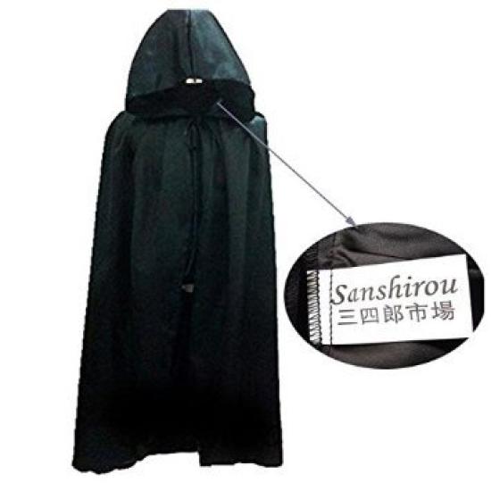 Sanshiro Market Dracula Ghost Costume with Hood and Adult Size XL Cloak, Black,