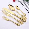 Gold Luxury Dinner Set Western Gold Plated Dinnerware Cutlery 18/10 Stainless Steel Vintage Kitchen Untensile Knife Fork Set