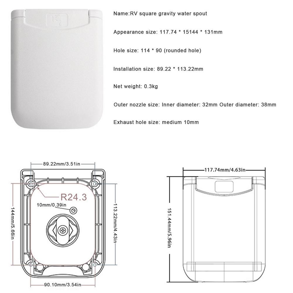 Гравитационный водозаборник для кемпера с магнитной крышкой, люк для заливки пресной воды, фильтр для впуска, запираемая крышка для впуска воды для автофургона, бак для прицепа