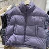 FASHION2024 Зимняя новая мода свободный однотонный короткий воротник-стойка утолщенный пуховый жилет куртка женская одежда