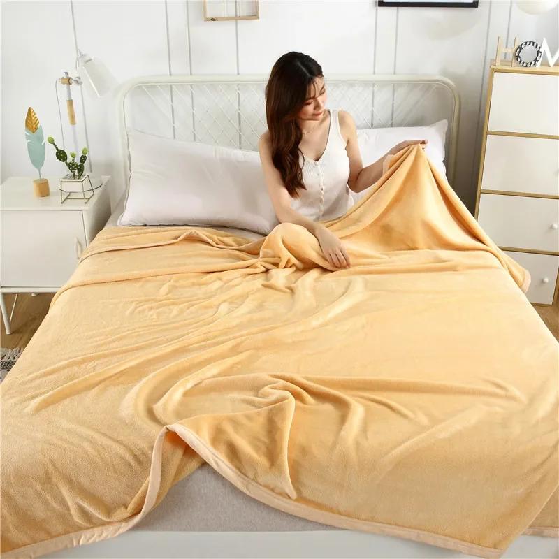 Современное минималистичное однотонное коралловое флисовое одеяло, универсальное для четырех сезонов, толстое, теплое, для кондиционирования воздуха, для сна и отдыха
