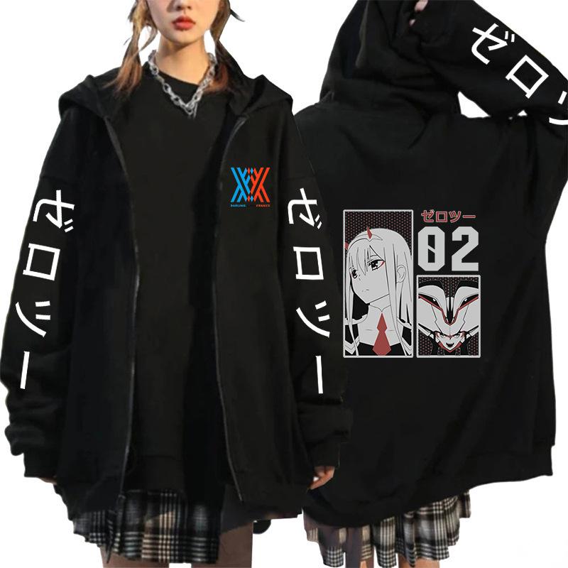 Anime DARLING in the FRANXX printed hoodie cross-border new casual loose zipper sweater