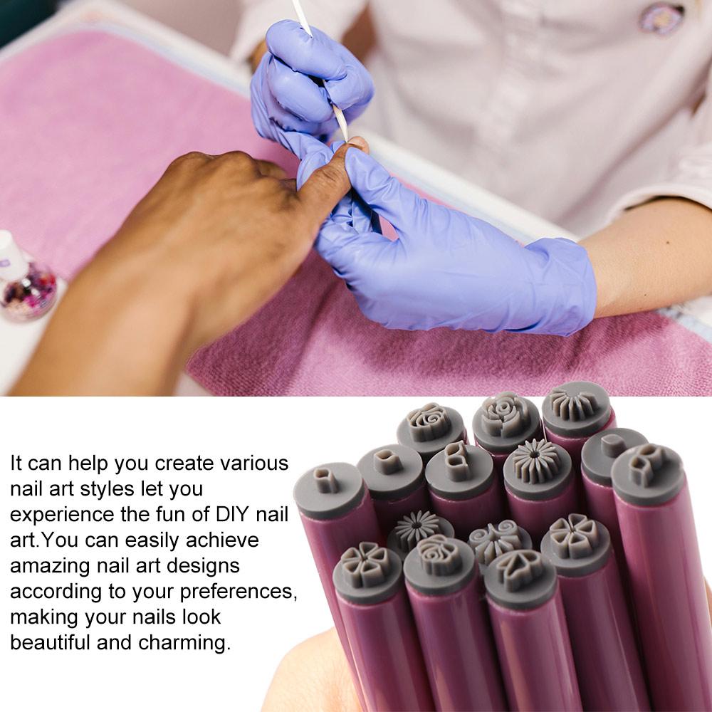 6/10/15pcs Stamping Plate Nail Graffiti Pen Flower Painting Drawing Nail Brush Stamp Pen New Year