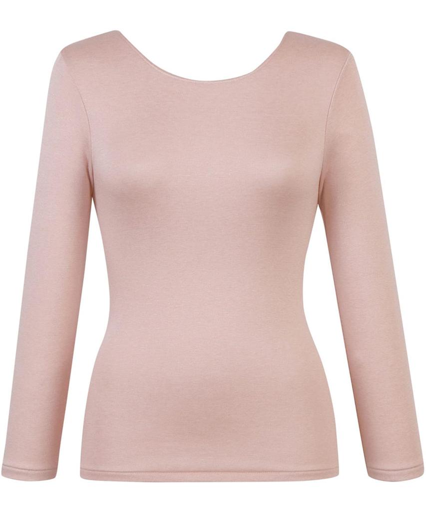 Теплый Хлопковый Флис Эластичный Удобный Узкий SP Wing/Wacoal Женское Нижнее Белье, Смесовый, Подкладка, Материал, Термо, Рукав 3/4, Вырез, Осень/Зима,