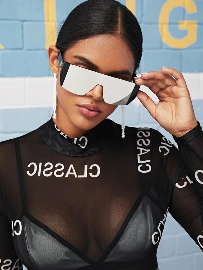 Классические квадратные солнцезащитные очки с плоской верхней частью Женские брендовые дизайнерские очки-щитки Панк Зеркальные Цельные очки с покрытием Оттенки UV400