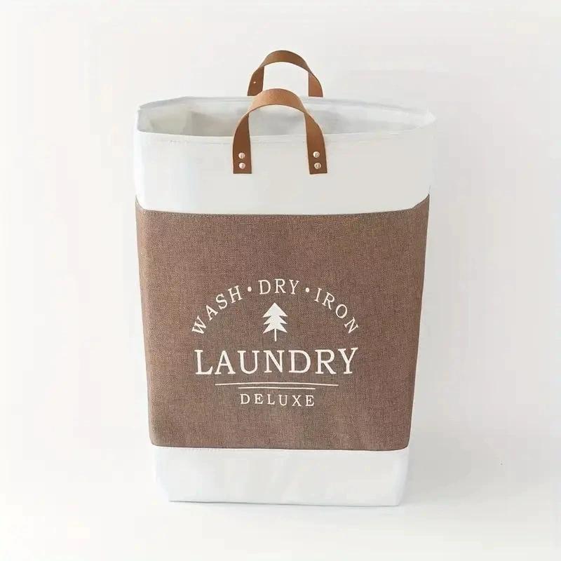 Vintage Linen Fabric Large Capacity Laundry Storage Basket. Household Dirty Clothes Basket Toy Storage,Foldable Design