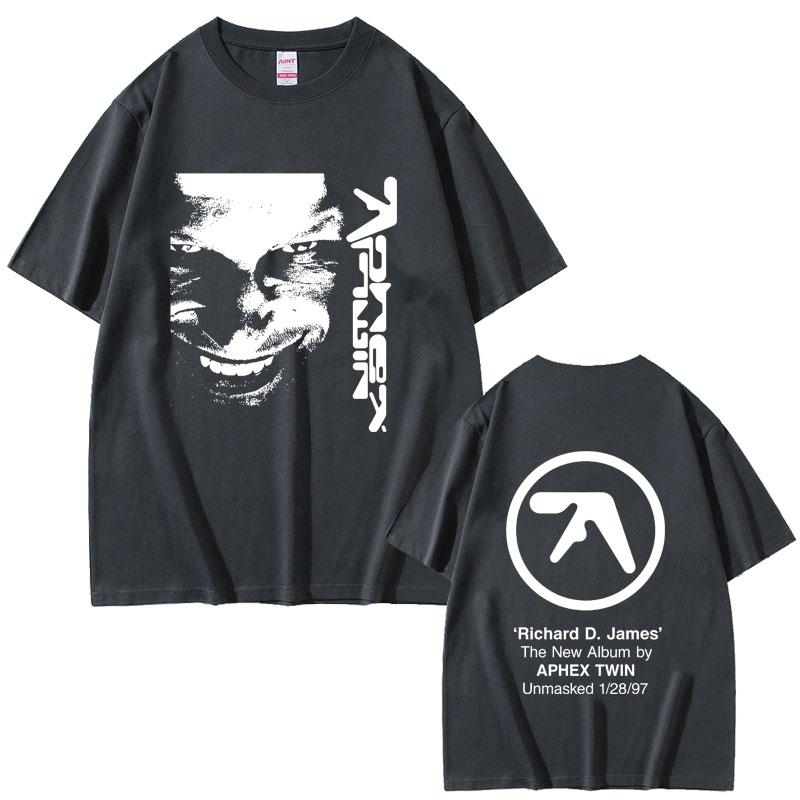 2025 Summer Aphex Twin Face Graphic T Shirt Richard D James Album Unisex Women Fashion Electronic Pop Music Short Sleeve Tshirts