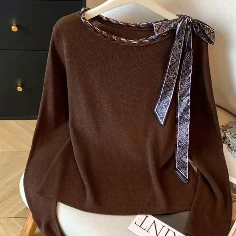 Свитер для женщин Осень Зима Утепленный Пуловер Теплый Эластичный С длинным рукавом Вязаный Джемпер Топы с круглым вырезом